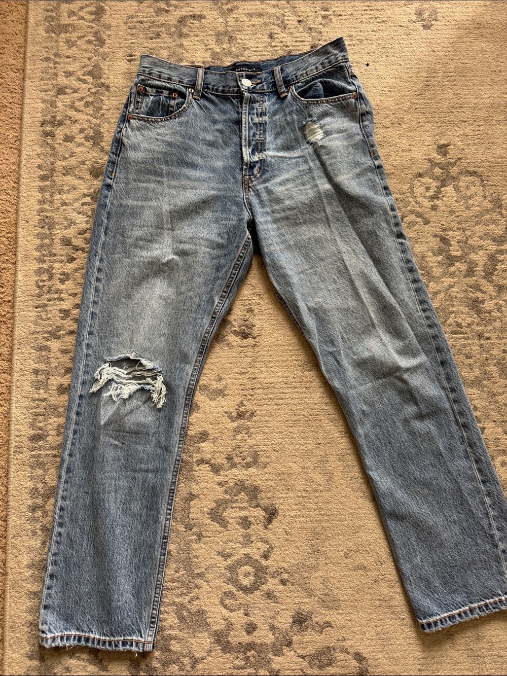Aeropostale Light Blue Straight Jeans with Button Fly